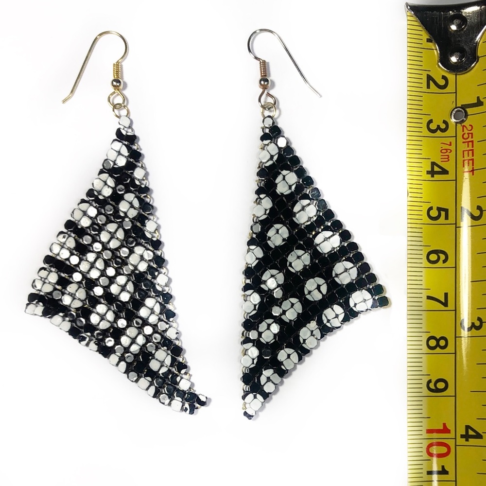 Beaded Geometric Dangle Earrings - image 3